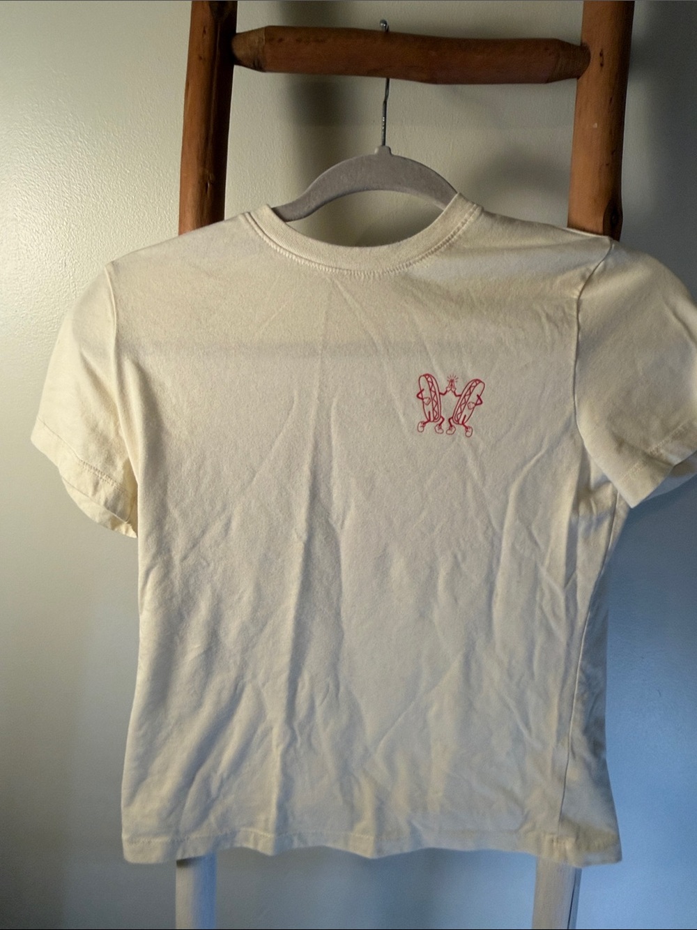 Universal Thread Cream Short Sleeve Tee with Pink Chest Motif
